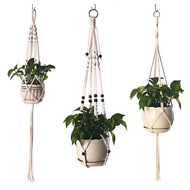 4 piezas bolsa de red colgante cesta colgante de plantas tapiz tejido 