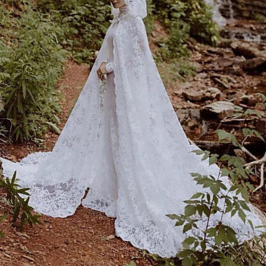 Chiffon Hooded Cloak Wedding Bridal Lace Edge Long Robe Nightgown Women's Wrap