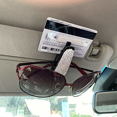 Bling Bling Car RV Pickup Truck Visor Glasses Sunglasses Ticket Card Holder Clip 