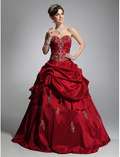 Ball Gown Strapless Sweetheart Floor Length Taffeta Prom 