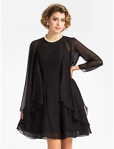 Wedding Wraps Coats/Jackets 3/4-Length Sleeve Chiffon Black Wedding ...