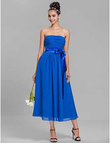a line tea length bridesmaid dresses
