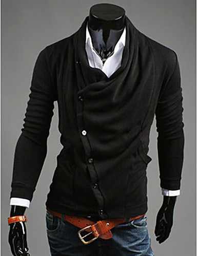 Men's Solid Casual Coat,Wool Blend Long Sleeve-Black / Yellow / Gray ...