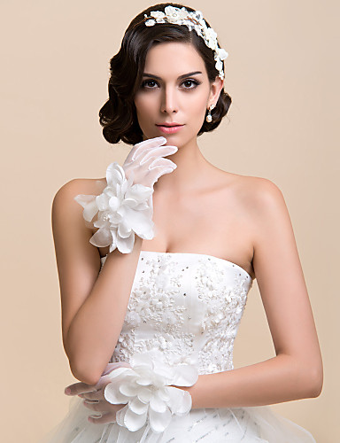 Net Wrist Length Glove Bridal Gloves Party Evening Gloves With Floral 546690 2018 499 2805