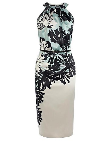 Women's Sexy Dress,Floral Knee-length Sleeveless Multi-color Polyester ...