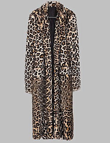 Women's Coat,Leopard Long Sleeve Fall / Winter Others Thick 1662219