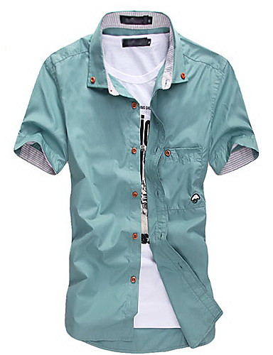 Men's Plus Size Cotton Slim Shirt - Solid Colored Basic Button Down ...
