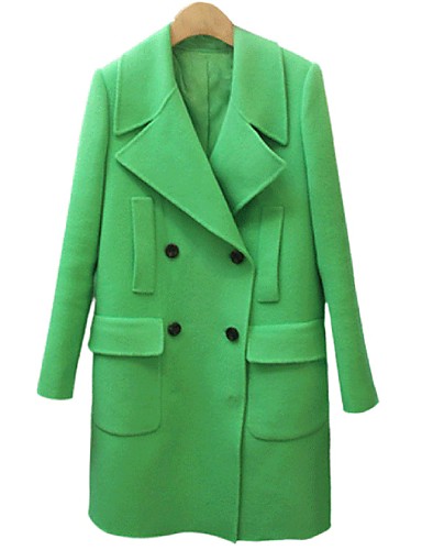 Incern®Women's Casual Green Woolen Long Overcoat 2060981 2018 – $18.89