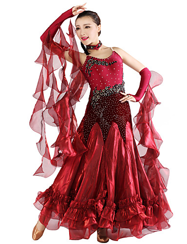 Ballroom Dance Outfits Women's Spandex / Tulle / Velvet / Modern Dance ...