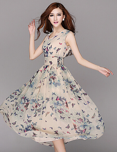 Women's Chic & Modern Dress - Floral, Modern Style Mixed Color 3520130 ...