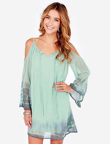 Women's Beach/Party VNeck Long Sleeve Dresses (Chiffon) 3692828 2018