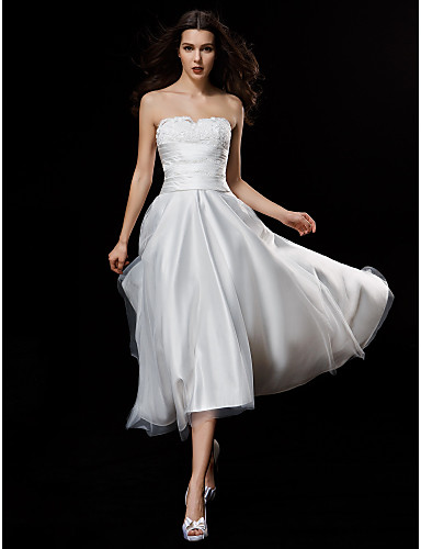 Asymetrical Waist Satin Wedding Dress 2018