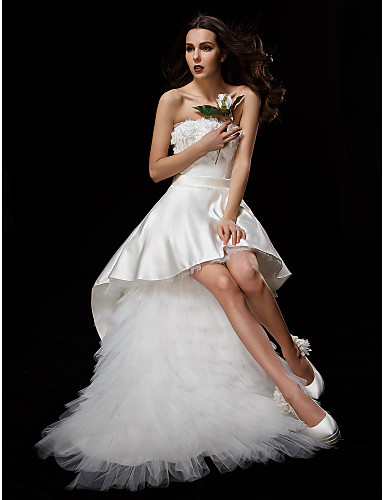 Haine Bal Fără Bretele Asimetric Satin Tulle Made To Measure