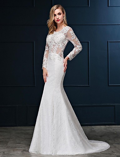 Trumpet Scoop Neck Wedding Dress