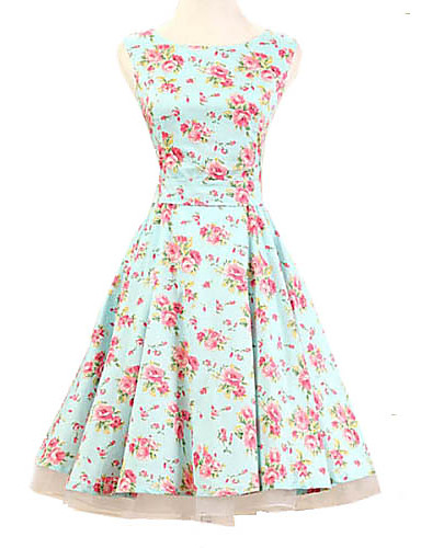 Women's Going out Vintage / Cute A Line / Skater Dress,Floral Boat Neck ...