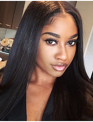 baratos Perucas de Cabelo Natural-Cabelo Virgem Cabelo Humano Renda Frontal sem Cola Frente de Malha Peruca Parte livre Kardashian estilo Cabelo Brasileiro Yaki Yaki Liso Natural Straight Natural Peruca 130% 150% 180% Densidade do