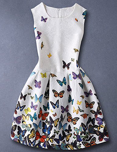 povoljno Najprodavanije-Djeca Djevojčice Osnovni slatko Dnevno Rukav leptir Cvjetni print Print Bez rukávů Haljina Obala / Pamuk