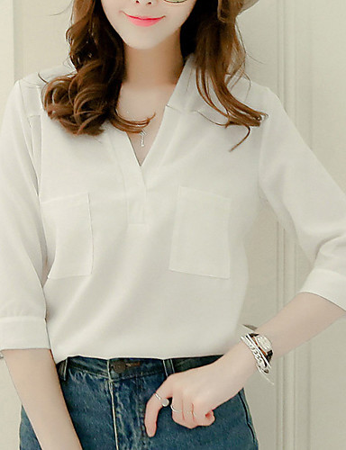 Women's Work Shirt - Solid Colored V Neck 5072567 2020 – $8.99