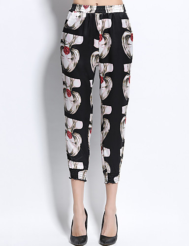 Femme Taille Normale non élastique Chino Pantalon,Ample Sarouel Mousseline de Soie Imprimé de 5794253 2019 à $13.64