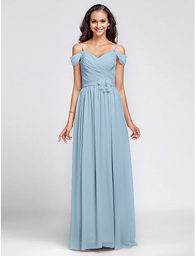 Sheath / Column Spaghetti Strap Floor Length Satin Bridesmaid Dress ...