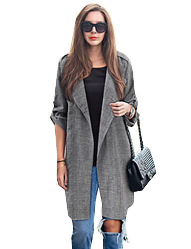 Women's Plus Size Trench Coat,Solid Asymmetrical Long Sleeve Fall Gray ...