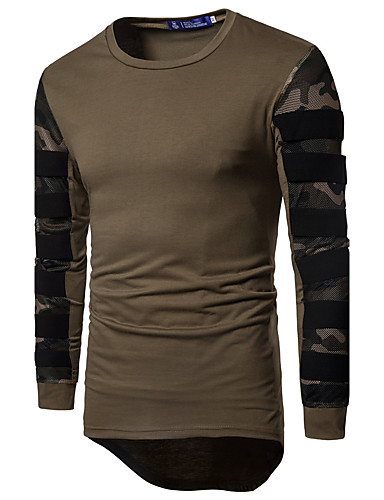 Men's T shirt Camo / Camouflage Long Sleeve Daily Tops Active Black ...