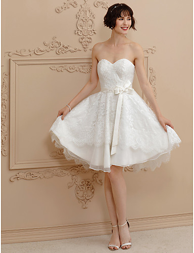 Princess Sweetheart Neckline Short Mini Satin Corded Lace Made Princess Sweetheart Neckline Short Mini Satin Corded Lace Made To Measure Wedding Dresses With Bow S Sashes Ribbons By Lan Ting Bride Little