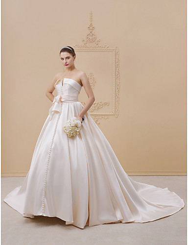 salón sin tirantes catedral encaje / satén / tul vestidos de novia