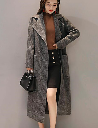Femme Quotidien Automne / Hiver Longue Manteau, Couleur ...