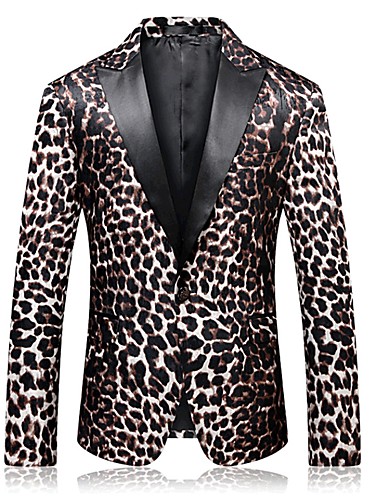 Men's Chinoiserie Business Casual Blazer-Leopard,Print Peaked Lapel ...
