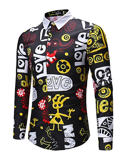 Men's Going out Club Street chic / Punk & Gothic Cotton Shirt ...