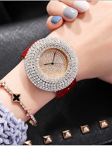 Women's Luxury Watches Pave Watch Diamond Watch Quartz Genuine Leather ...