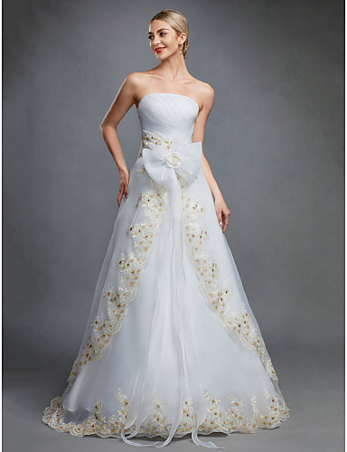 salón sin tirantes hasta el suelo organza vestidos de novia hechos a