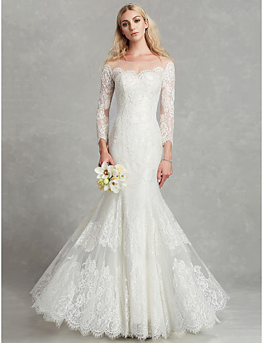 Trumpet Scoop Neck Wedding Dress