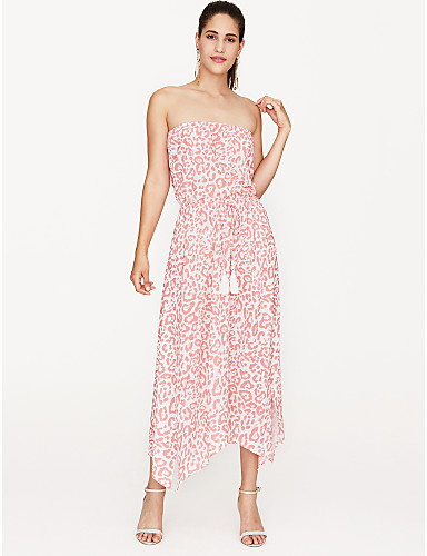 baratos Até 90% OFF-Mulheres Festa Praia Delgado Bainha Vestido Sem Alças Médio / Floral / Sexy