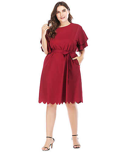 Women's Daily A Line Dress Cotton Red XXXL 4XL XXXXXL 6904051 2020 – $27.99