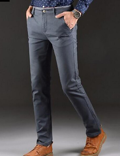 Men's Basic Going out Slim Chinos Pants - Solid Colored Light Blue ...
