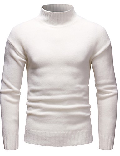 Men's Daily Solid Colored Long Sleeve Slim Short Pullover, Turtleneck ...