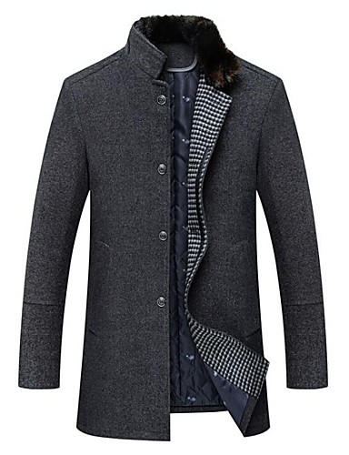 Men's Daily Winter / Fall & Winter Long Pea Coat, Solid Colored ...