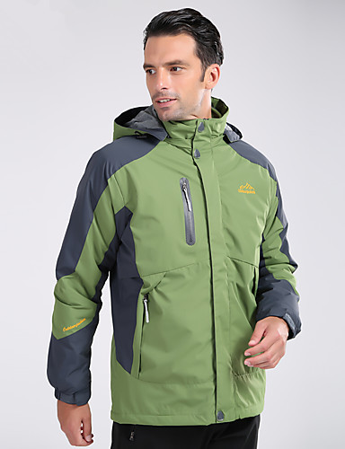 Men 3 in 1 Jacket Softshell Jackets Hooded Waterproof Windbreaker Outdoor Softshell Jackets Camping Hiking with Fleece Winter Coats Skiing Trekking Big Size S to 7XL