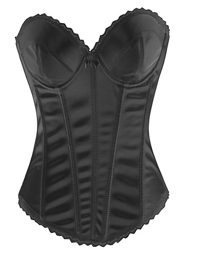 Women's Hook & Eye Overbust Corset - Solid Colored White Black L XL XXL ...