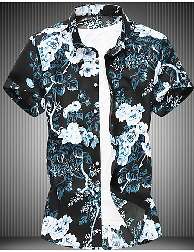 Men's Cotton Shirt - Floral Blue XXXXL 7174832 2020 – $16.99