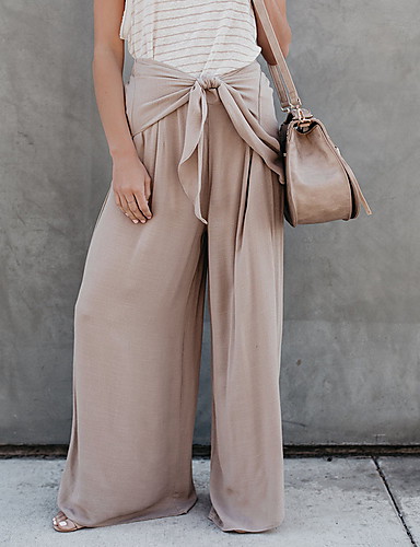 Femme Basique Chino Pantalon - Couleur Pleine Kaki L XL ...