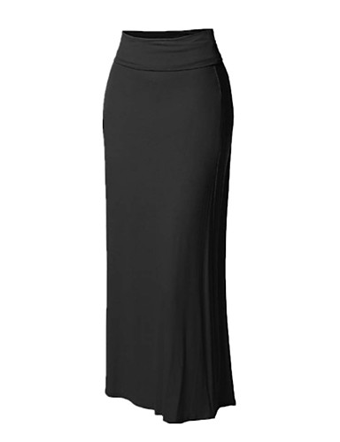 Women's Basic Bodycon Skirts - Solid Colored Black Navy Blue Wine XL ...
