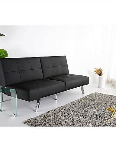 1 186 38 Black Leatherette Foldable Click Clack Futon Sofa Bed
