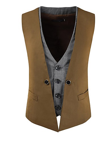 Men's Vest Notch Lapel Polyester Dark Gray / Camel / Navy Blue / Slim ...