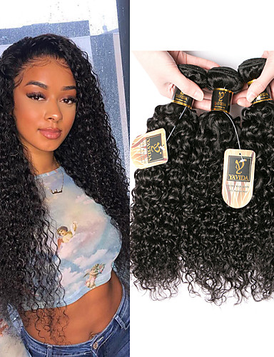 baratos Mechas de Cabelos Humano-4 pacotes Cabelo Brasileiro Kinky Curly Cabelo Virgem 200 g Cabelo Humano Ondulado Cabelo Bundle Extensões de Cabelo Natural 8-28 polegada Côr Natural Tramas de cabelo humano Mini Sedoso Melhor