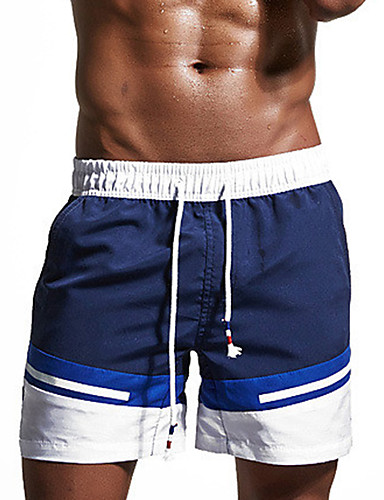 baratos Water Sports Hot Sale-Homens Shorts de Natação Calção Justo de Natação Bermuda de Surf Calças Proteção Solar UV Com Cordão - Natação Surfe Praia Retalhos Primavera Verão / Micro-Elástica