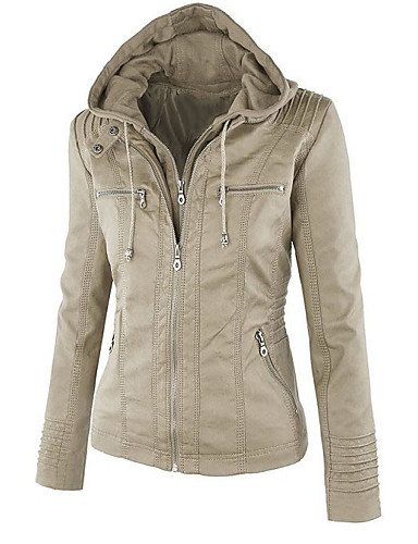 Women's Daily Fall & Winter Regular Jacket, Solid Colored Hooded Long ...