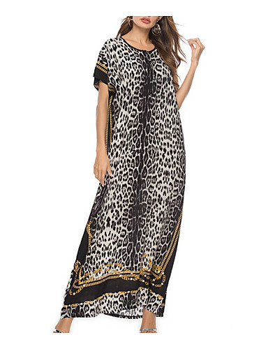 Women's Maxi Black Dress Summer Tunic Leopard Print L XL 7302129 2020 ...